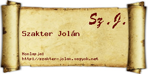 Szakter Jolán névjegykártya